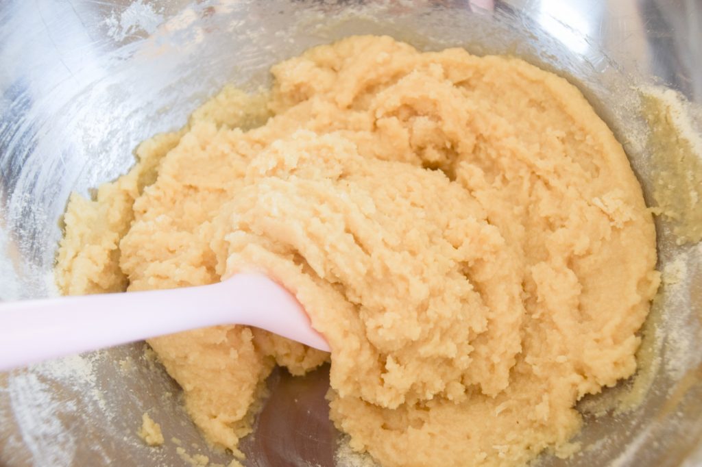 Mixing the macaron batter