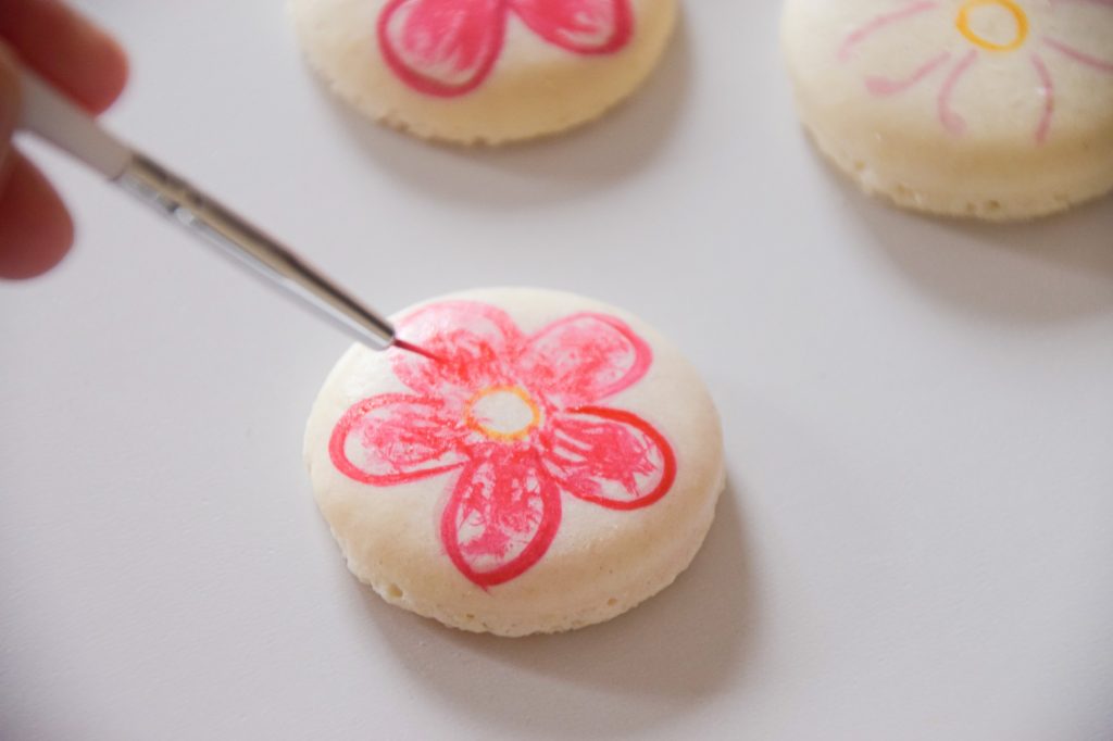 Making Mother's Day Macarons Painting Flowers