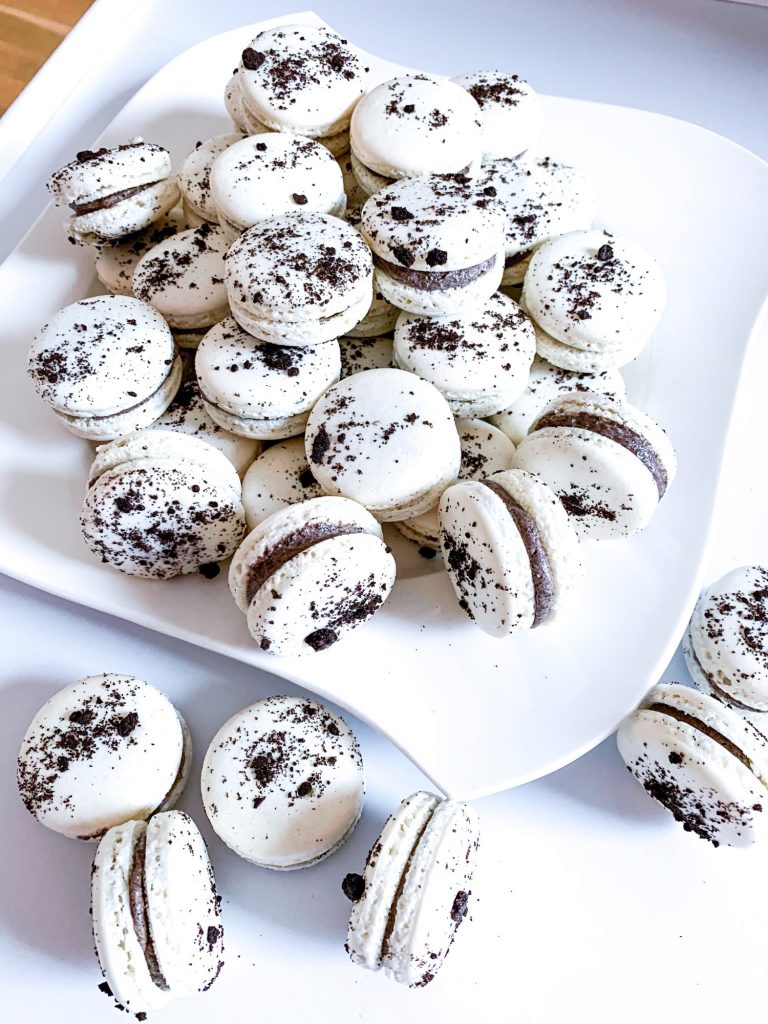 Oreo macarons with sprinkled cookies