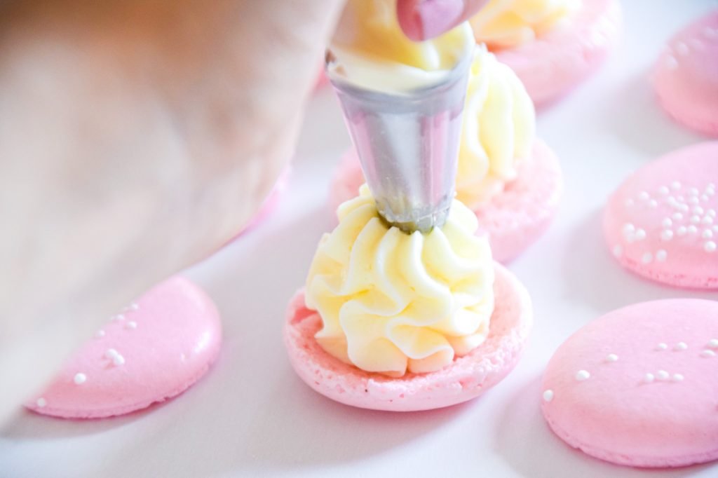 Sparkling Wine Strawberry Macarons