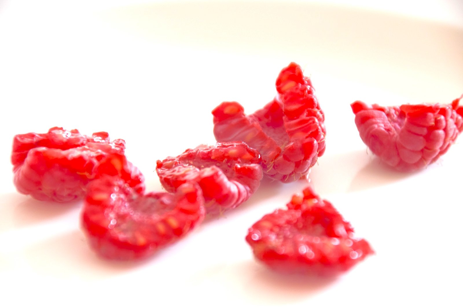 Fresh raspberries prepared for macaron filling