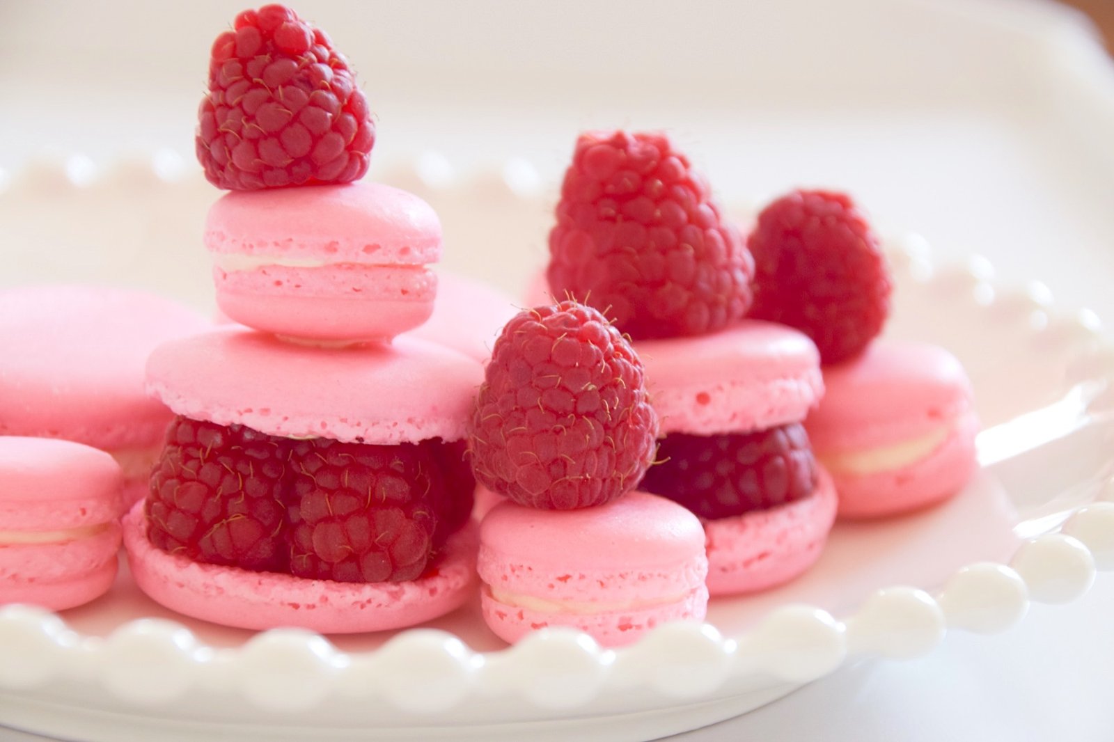 Raspberry Vanilla Macarons (with Fresh Raspberries) - Baking with Belli