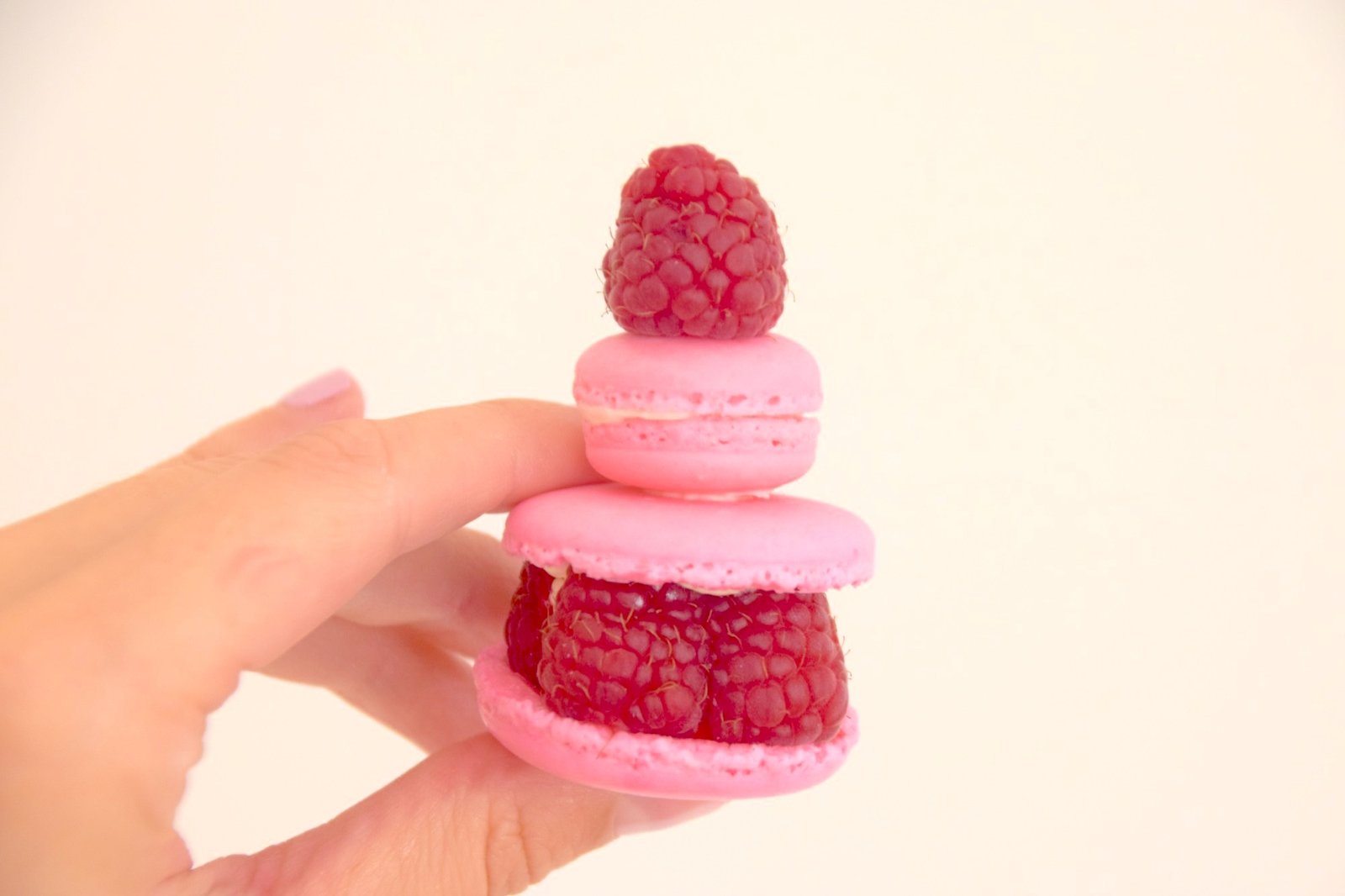 Raspberry Vanilla Macarons (with Fresh Raspberries) - Baking with Belli