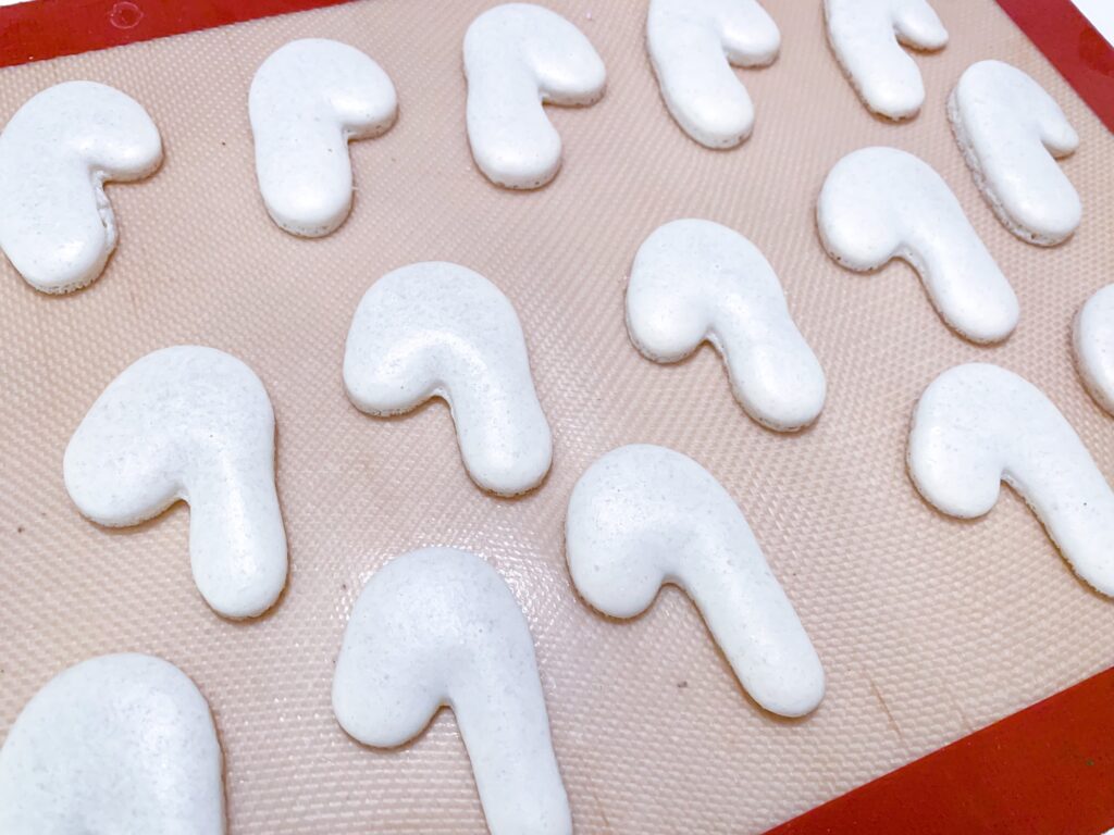 White Candy Cane Shaped Macarons Templates Christmas