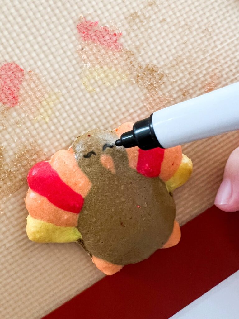 Painting on Thanksgiving Turkey Macarons