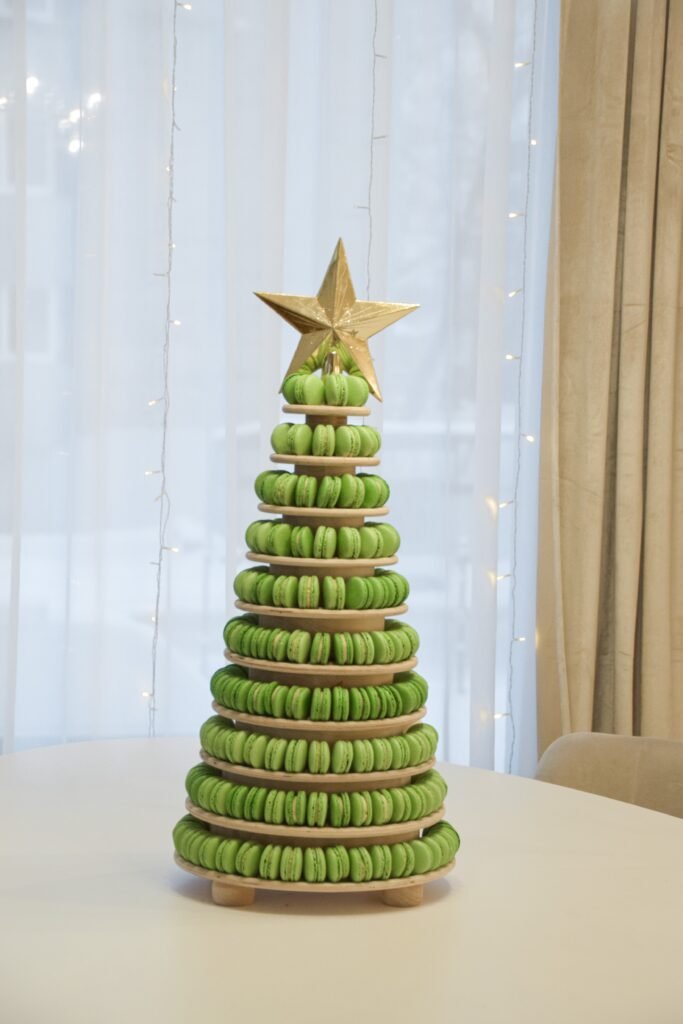 Macaron Tower green macarons christmas tree event macaron presentation and serving ideas