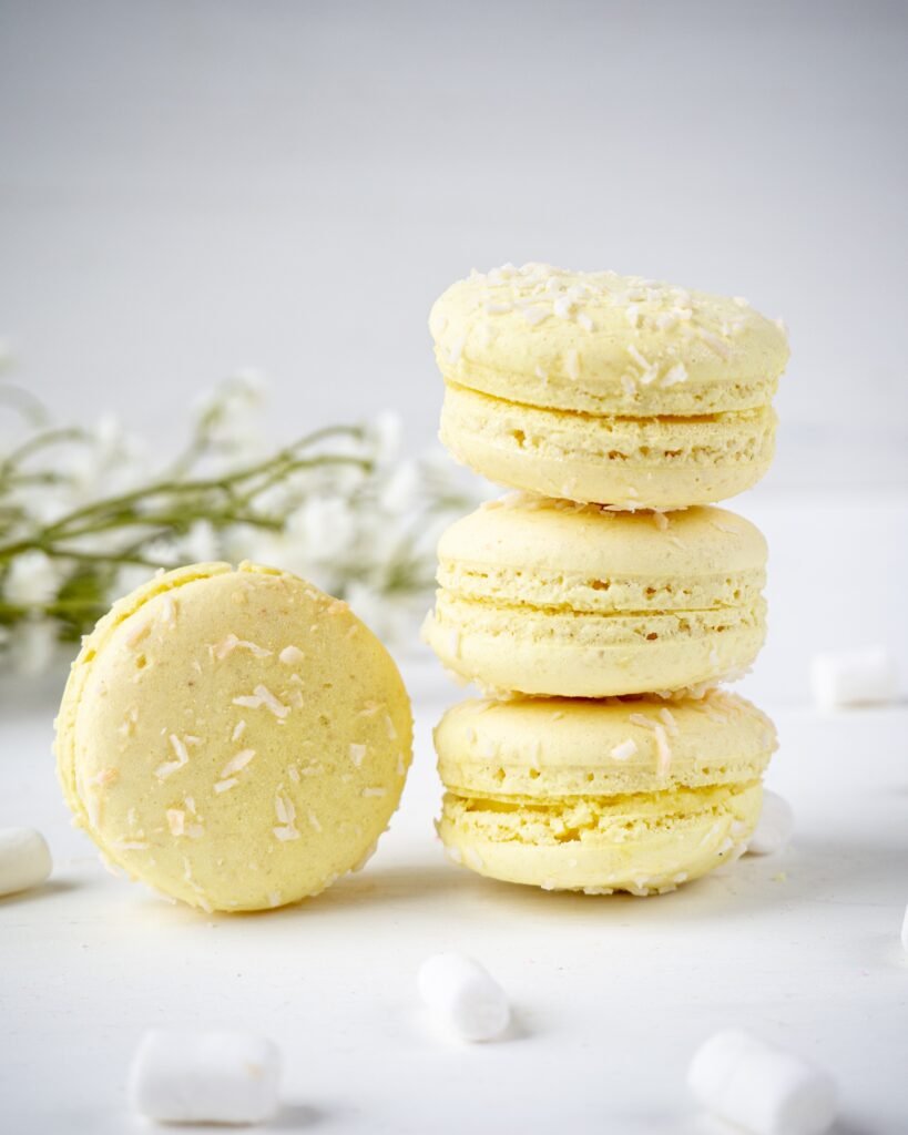 Pastel yellow lemon macarons