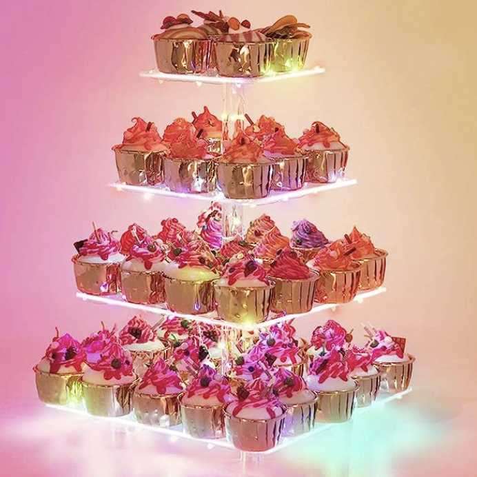 Acrylic macaron tray LED lights sweets cakes wedding serving desserts